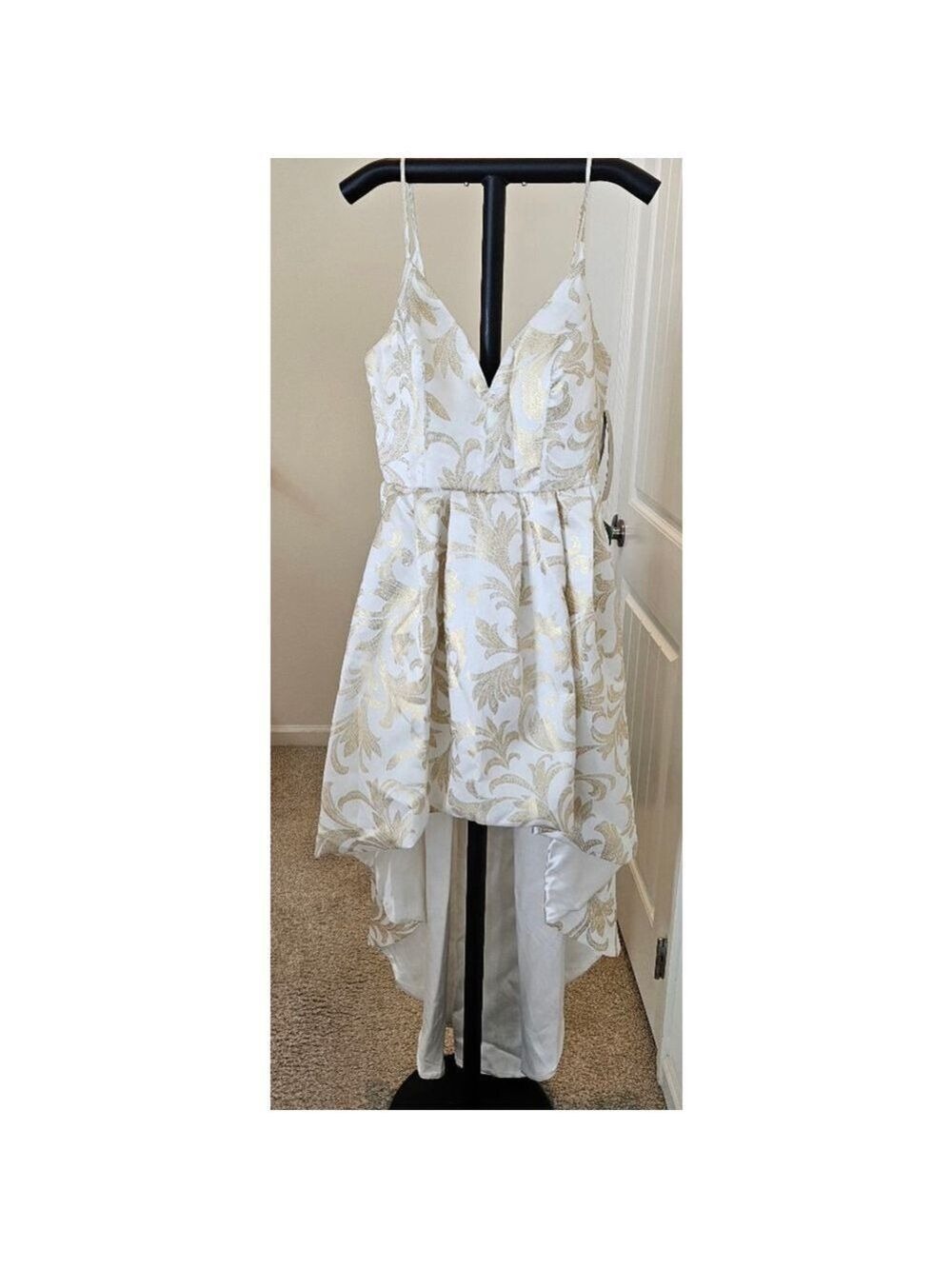 NWT My Michelle Women's Junior's Creme/ Gold High-Low Gown, Prom, Size 9